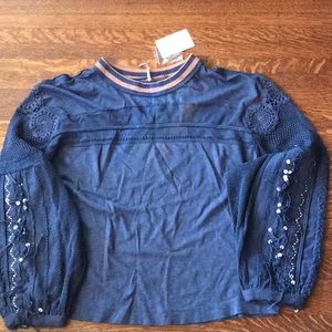Free People  Marrakech Fringed Mock Neck Top